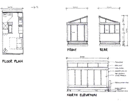 Plans and elevations of Henty apartment